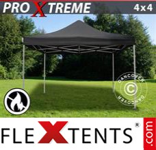 Folding tent Xtreme 4x4 m Black, Flame retardant