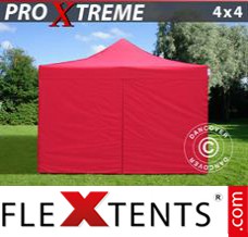 Folding tent Xtreme 4x4 m Red, incl. 4 sidewalls