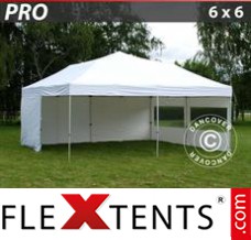 Folding tent PRO 6x6 m White, incl. 8 sidewalls