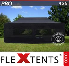 Folding tent PRO 4x8 m Black, incl. 6 sidewalls