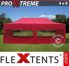 Folding tent Xtreme 4x8 m Red, incl. 6 sidewalls