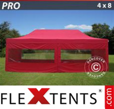 Folding tent PRO 4x8 m Red, incl. 6 sidewalls