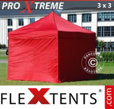 Folding tent Xtreme 3x3 m Red, incl. 4 sidewalls
