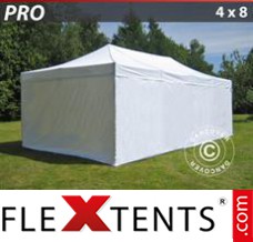 Folding tent PRO 4x8 m White, incl. 6 sidewalls