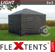 Folding tent Light 3x3 m Black, incl. 4 sidewalls