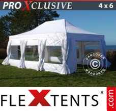 Folding tent PRO 4x6 m White, incl. 8 sidewalls & decorative...